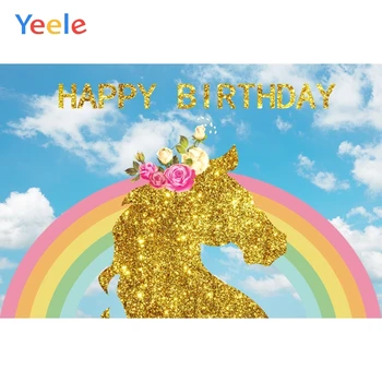 Yeele Golden Unicorn Backdrops Sequins Rainbow Cloud Flower Baby Birthday Photographic Backgrounds Photocall For Family Party
Yeele Golden Unicorn Backdrops Sequins Rainbow Cloud Flower Baby Birthday Photographic Backgrounds Photocall For Family Party