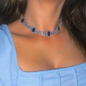 Red Blue Green Rectangle Stone Charm Necklace 12MM Iced Out Miami CZ Cuban Link Chain 16inch Hip Hop Women Chunky choker jewelry
Red Blue Green Rectangle Stone Charm Necklace 12MM Iced Out Miami CZ Cuban Link Chain 16inch Hip Hop Women Chunky choker jewelry