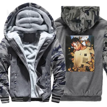 Men's Thick Hoodies Travis Scott Butterfly 2019 Winter Tops Fashion Camouflage sleeve Coats Warm Sweatshirts Man Zipper Jackets
Men's Thick Hoodies Travis Scott Butterfly 2019 Winter Tops Fashion Camouflage sleeve Coats Warm Sweatshirts Man Zipper Jackets