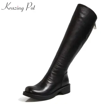 Krazing Pot equestrian boots full cow leather high quality round toe med heel back zipper fashion superstar knee-high boots L66
Krazing Pot equestrian boots full cow leather high quality round toe med heel back zipper fashion superstar knee-high boots L66