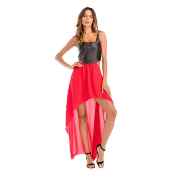 5694 # Summer WOMEN'S Dress Horizontal Neck Joint Irregular Hollow out Strapped Dress 2020 New 
5694 # Summer WOMEN'S Dress Horizontal Neck Joint Irregular Hollow out Strapped Dress 2020 New