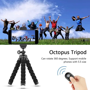Mini Flexible Sponge Octopus Tripod Stand with Bluetooth Remote Shutterfor Smartphone Cellphone Mobile Phone
Mini Flexible Sponge Octopus Tripod Stand with Bluetooth Remote Shutterfor Smartphone Cellphone Mobile Phone