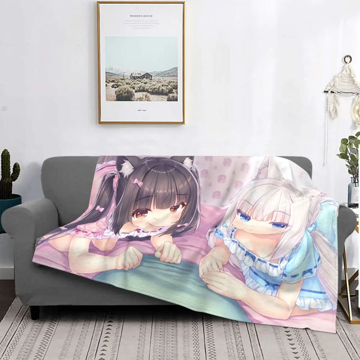 Японское аниме трикотажное одеяло Nekopara Chocola для фанатов ванильного отаку