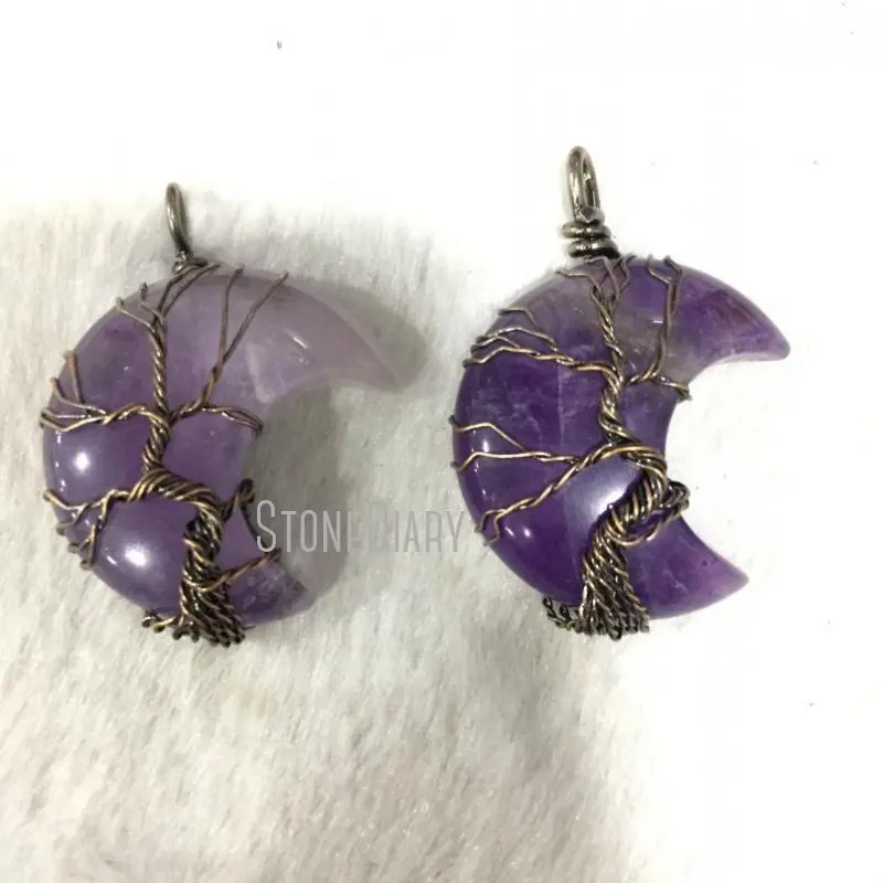 PM39972 Antique Bronze Plated Amethyst Purple Crystal Moon Shape Double Point Wire Wrapped Pendant Jewelry
PM39972 Antique Bronze Plated Amethyst Purple Crystal Moon Shape Double Point Wire Wrapped Pendant Jewelry