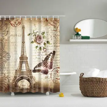 Rose,Butterfly and Eiffel Tower Theme Stamp Digital Print Shower Curtain,Polyester Waterproof Bath Curtain with 12 Hooks,70x70
Rose,Butterfly and Eiffel Tower Theme Stamp Digital Print Shower Curtain,Polyester Waterproof Bath Curtain with 12 Hooks,70x70