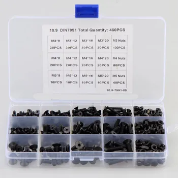 460Pcs M3 / 4/5 Black High Strength Countersunk Head Hexagon Screw With Nut Combination Set
460Pcs M3 / 4/5 Black High Strength Countersunk Head Hexagon Screw With Nut Combination Set