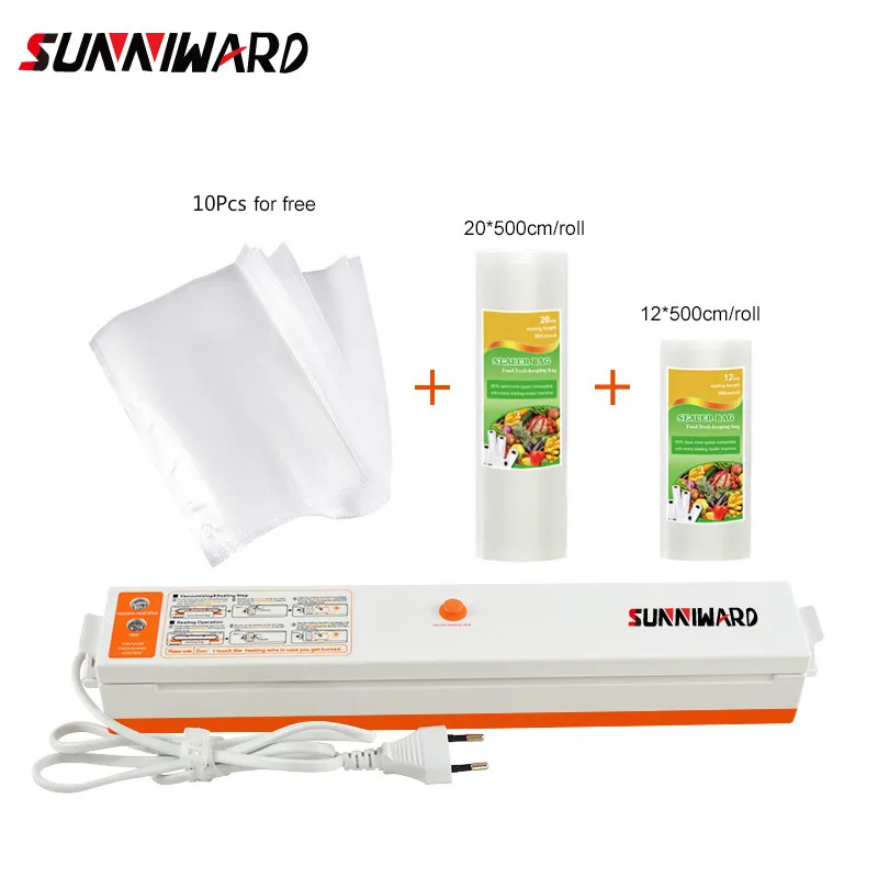 SUNNIWARD Food Vacuum Sealer Packing Sealing Machine Including 10pcs Bags And Vacuum Bag Packaging Rolls
SUNNIWARD Food Vacuum Sealer Packing Sealing Machine Including 10pcs Bags And Vacuum Bag Packaging Rolls