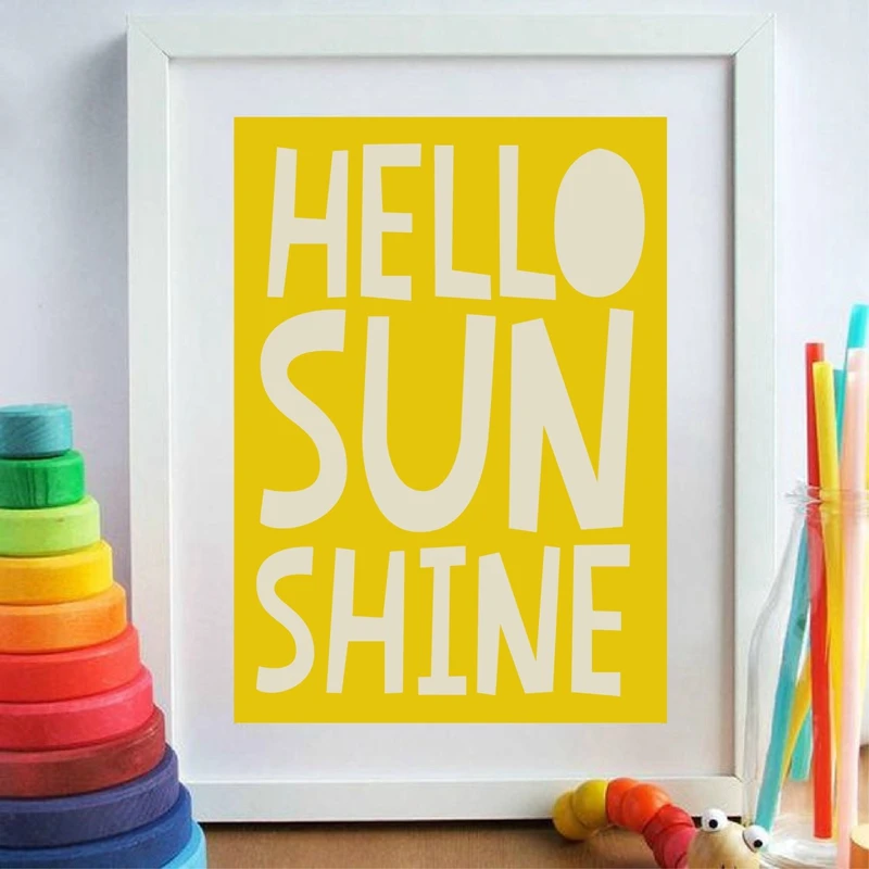 Hello Sun Shine Quote Prints Kids Room Decor