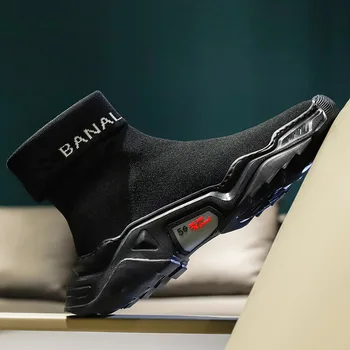 High-top Light Men's Running Shoes Fashion Platform Sneakers Black White Breathable Male Thick-soled Chunky Socks Shoes J3-09
High-top Light Men's Running Shoes Fashion Platform Sneakers Black White Breathable Male Thick-soled Chunky Socks Shoes J3-09