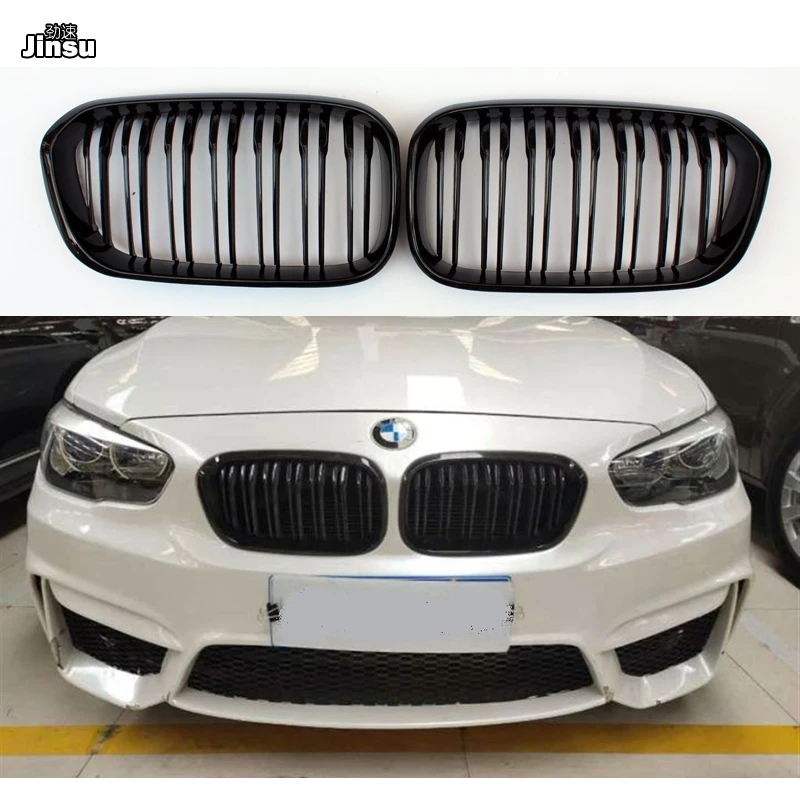 

Front air intake grilles For BMW 1 Series 118i 120i M140i F20 F21 2015 - 2019 glossy Black ABS Kidney Grille Front Bumper Grill