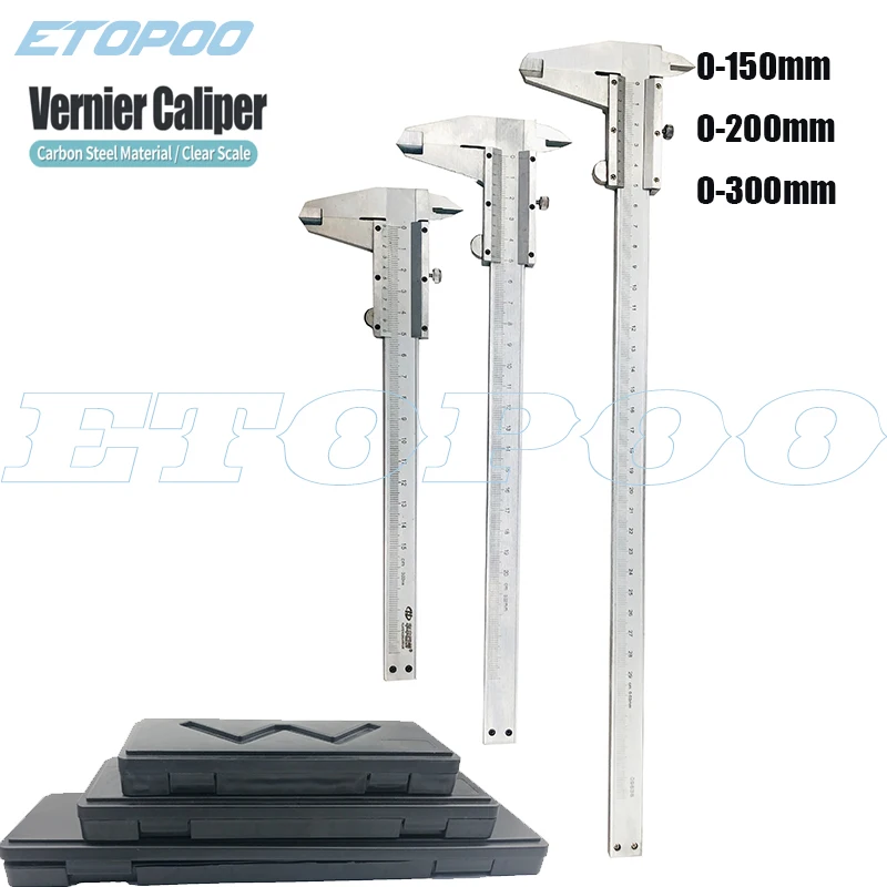 

0-150mm/200mm/300mm Metal Caliper High carbon steel Vernier Calipers Micrometer Ruler Depth Measuring Tool Gauge Instrument