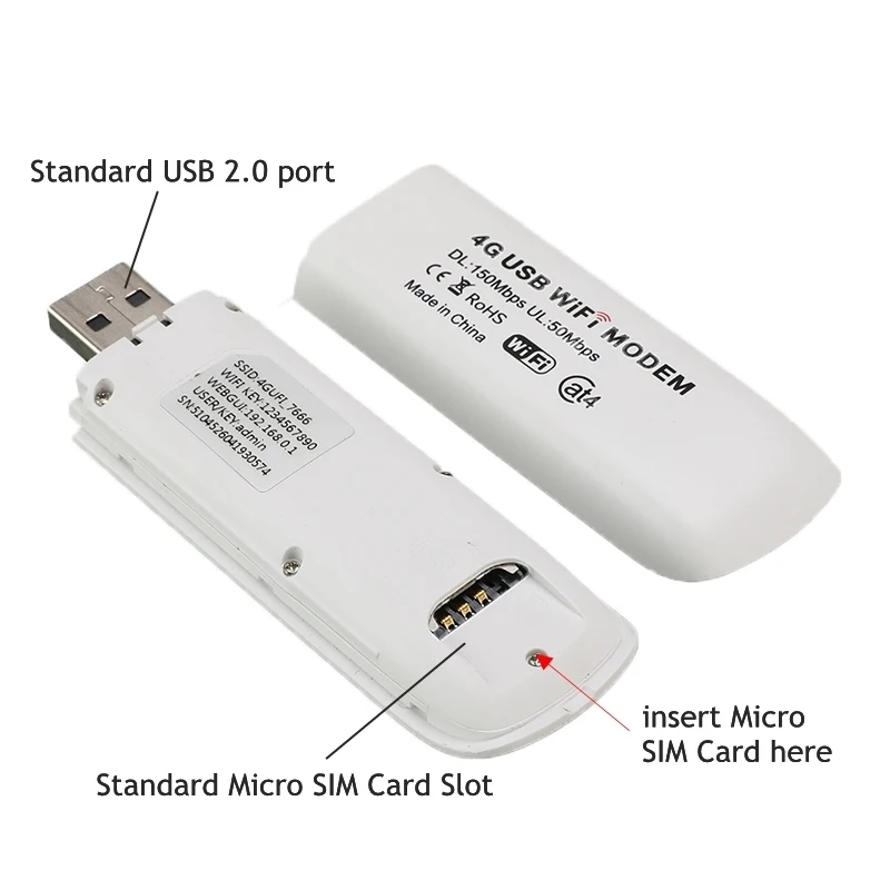 

4G/3G LTE USB Modem Network Adapter With WiFi Hotspot SIM Card 4G Wireless Wi-Fi Router For Win XP Vista 7/10 Mac 10.4 IOS