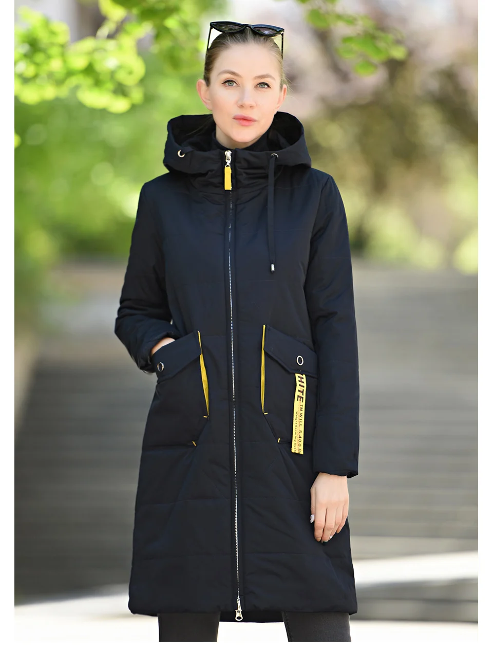 CEPRASK 2020 Spring Autumn Jacket Women Hot Sale Thin Cotton Parka Long Plus Size Hood Fashion Contrast Color Coat NEW Cothes