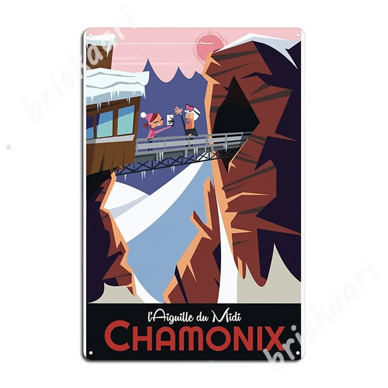 

Chamonix L'aiguille Du Midi Плакат Металлические знаки Настенная роспись пещера паб дизайн стен декор жестяные знаки плакаты