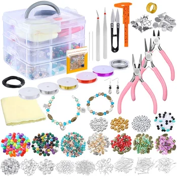 Deluxe Jewelry Making Supplies Kit Assorted Beads, Charms, Findings, Bead Wire and Cord, Pliers, Caliper and Storage Case for Ne
Deluxe Jewelry Making Supplies Kit Assorted Beads, Charms, Findings, Bead Wire and Cord, Pliers, Caliper and Storage Case for Ne