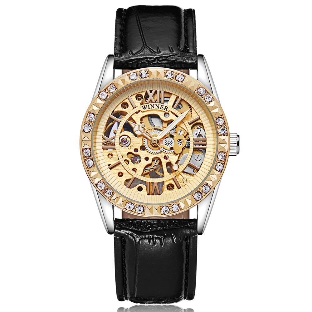 Men Automatic Mechanical Wristwatch Luxury Gold Case Hollow Roman Numerals Crystal Skeleton Self Winding Leather Clock Relogio
Men Automatic Mechanical Wristwatch Luxury Gold Case Hollow Roman Numerals Crystal Skeleton Self Winding Leather Clock Relogio