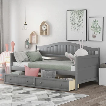 Twin Size Wooden Daybed With 2 Drawers For Living Room Sofa Bed Frame WIth Storage Space Home Furniture
Twin Size Wooden Daybed With 2 Drawers For Living Room Sofa Bed Frame WIth Storage Space Home Furniture