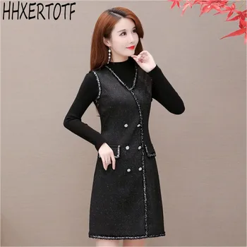 2020 Autumn Winter 2 Piece Sets Women Elegant pullover sweater+High waist Woolen Tweed Shiny silk vest dress
2020 Autumn Winter 2 Piece Sets Women Elegant pullover sweater+High waist Woolen Tweed Shiny silk vest dress