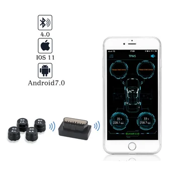 Car Tire Pressure Monitoring System Wireless TPMS External Sensors Real Time Temperature Alarm Bluetooth 4.0 APP Display
Car Tire Pressure Monitoring System Wireless TPMS External Sensors Real Time Temperature Alarm Bluetooth 4.0 APP Display