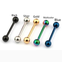 1 pièce unisexe clou langue anneau Goth Punk Clip sur Piercing corps nez lèvre Hop anneaux Barbell cerceau oreille langue anneau(China)