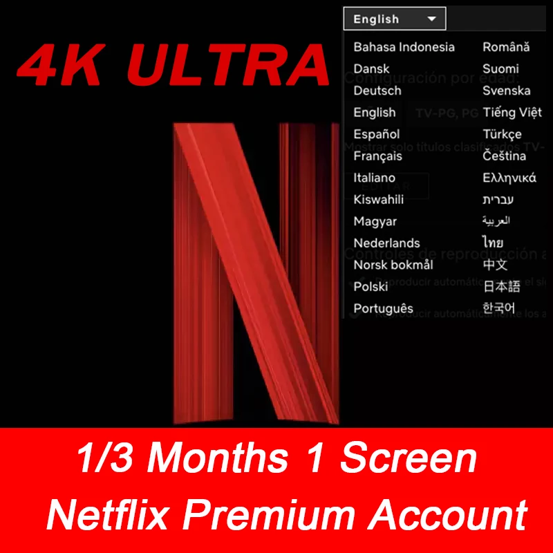 1 Month Netflix Premium Account 1/2 Screens Work For PC TV Android IOS PC Tablets Global Netflix Account 4K Ultra HD
1 Month Netflix Premium Account 1/2 Screens Work For PC TV Android IOS PC Tablets Global Netflix Account 4K Ultra HD