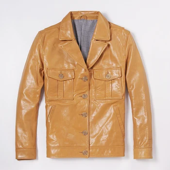 2020 Yellow Men Casual Jacket Large Size XXXL Genuine Cowhide Autumn American Style Slim Fit Leather Caot FREE SHIPPING
2020 Yellow Men Casual Jacket Large Size XXXL Genuine Cowhide Autumn American Style Slim Fit Leather Caot FREE SHIPPING