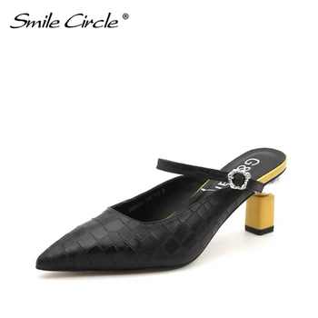 Smile Circle/leather cowhide high heels 2020 autumn new pointed square heel shallow mouth sandals daily women's shoes 
Smile Circle/leather cowhide high heels 2020 autumn new pointed square heel shallow mouth sandals daily women's shoes