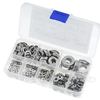 360PCS/BOX M2-M10 Stainless Steel Flat Washer Plain Gaskets Assortment Kit Spacers Kit Screw Bolt Fastener Metalwork M2.5 M3 M4
360PCS/BOX M2-M10 Stainless Steel Flat Washer Plain Gaskets Assortment Kit Spacers Kit Screw Bolt Fastener Metalwork M2.5 M3 M4