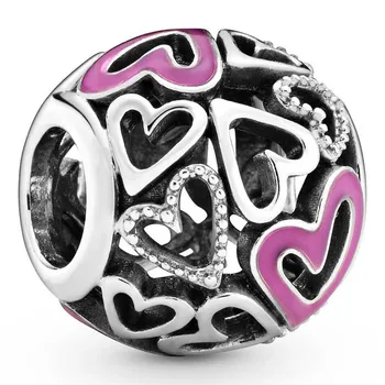 New 925 Sterling Silver Bead Charm Openwork Pink Love Heart Beads Fit Bracelet Bangle DIY Jewelry
New 925 Sterling Silver Bead Charm Openwork Pink Love Heart Beads Fit Bracelet Bangle DIY Jewelry