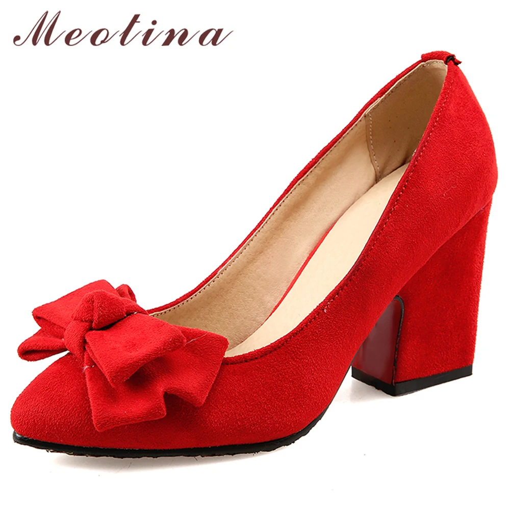 Meotina Pumps Super High Heel Women Shoes Chunky Heel Red Bridal Shoes Bow Pointed Toe Ladies Footwear Yellow Large Size 33-43
Meotina Pumps Super High Heel Women Shoes Chunky Heel Red Bridal Shoes Bow Pointed Toe Ladies Footwear Yellow Large Size 33-43