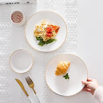 Ceramic Steak Plate Phnom Penh Western Dinner Plate Nordic Household Shallow Plate Bone Plate Cutlery Set Hotel Table 
Ceramic Steak Plate Phnom Penh Western Dinner Plate Nordic Household Shallow Plate Bone Plate Cutlery Set Hotel Table