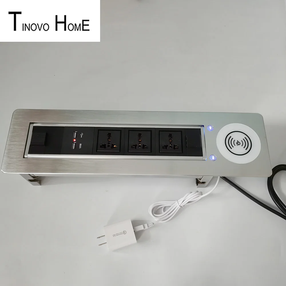 Electric rotating socket/with wireless QI charging/high-grade aluminum alloy material 3-position universal socket
Electric rotating socket/with wireless QI charging/high-grade aluminum alloy material 3-position universal socket