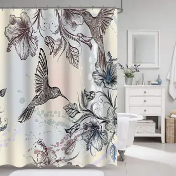 Hummingbird and Hibiscus Fabric Shower Curtain, Floral Art in Nostalgic Vintage Style, Classic Artistic Design for Your Home,
Hummingbird and Hibiscus Fabric Shower Curtain, Floral Art in Nostalgic Vintage Style, Classic Artistic Design for Your Home,