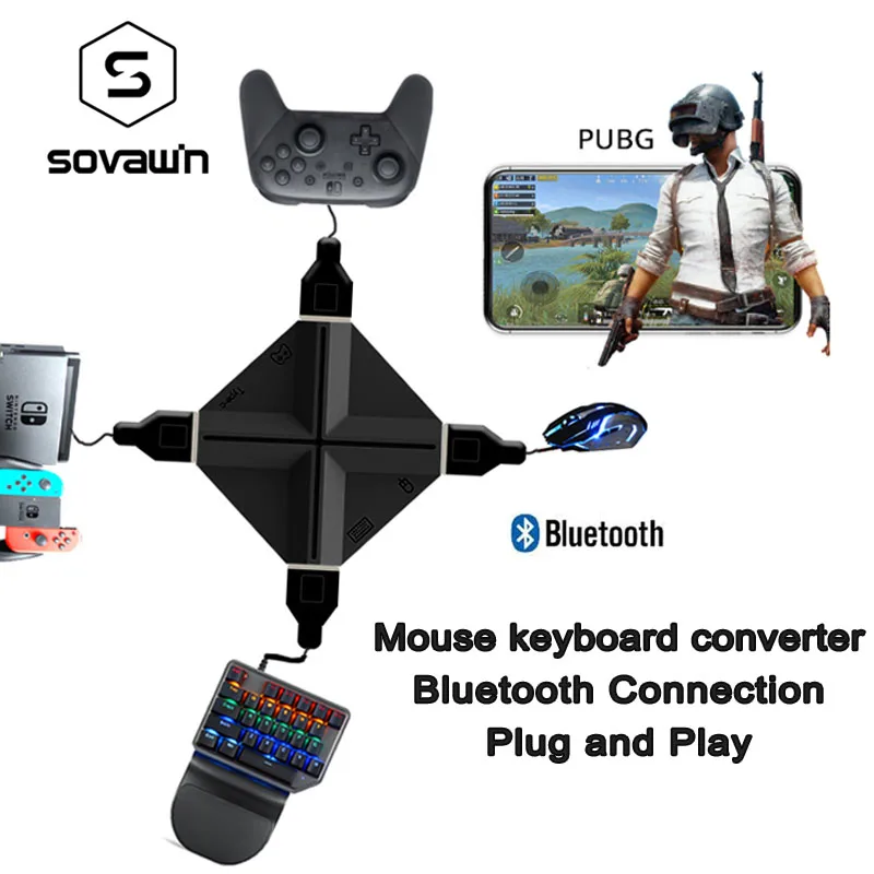 Sovawin PUBG ПК адаптер Геймпад контроллер к клавиатуре мышь конвертер Bluetooth 5 0 без