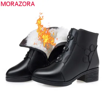 MORAZORA 2020 Newest full genuine leather ankle boots women flower zip wool snow boots square heels casual winter shoes ladies 
MORAZORA 2020 Newest full genuine leather ankle boots women flower zip wool snow boots square heels casual winter shoes ladies