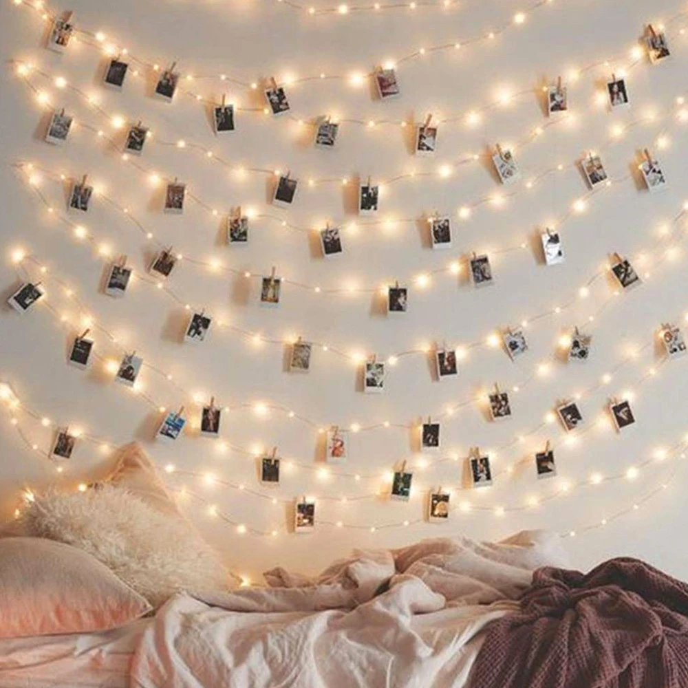 Xmas Fairy Copper Wire Garland 2M 5M Led Photo Clip String Lights Christmas Outdoor Home Battery Power Party Wedding Tree Decor (1)