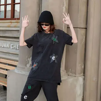 Loose Vintage Wash Water Pentagram Collage T Shirt Personality Wild Trend Women Tops Short Sleeve Fashion Tshirt Summer DMY3965
Loose Vintage Wash Water Pentagram Collage T Shirt Personality Wild Trend Women Tops Short Sleeve Fashion Tshirt Summer DMY3965