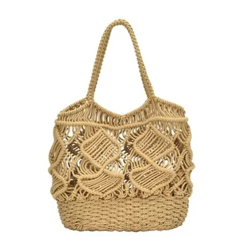 Summer 2020 New Cotton Paper Rope Bag Female Bag Summer Beach Vacation Style Handbag Hollow Pattern Design Unique Retro Fashion
Summer 2020 New Cotton Paper Rope Bag Female Bag Summer Beach Vacation Style Handbag Hollow Pattern Design Unique Retro Fashion