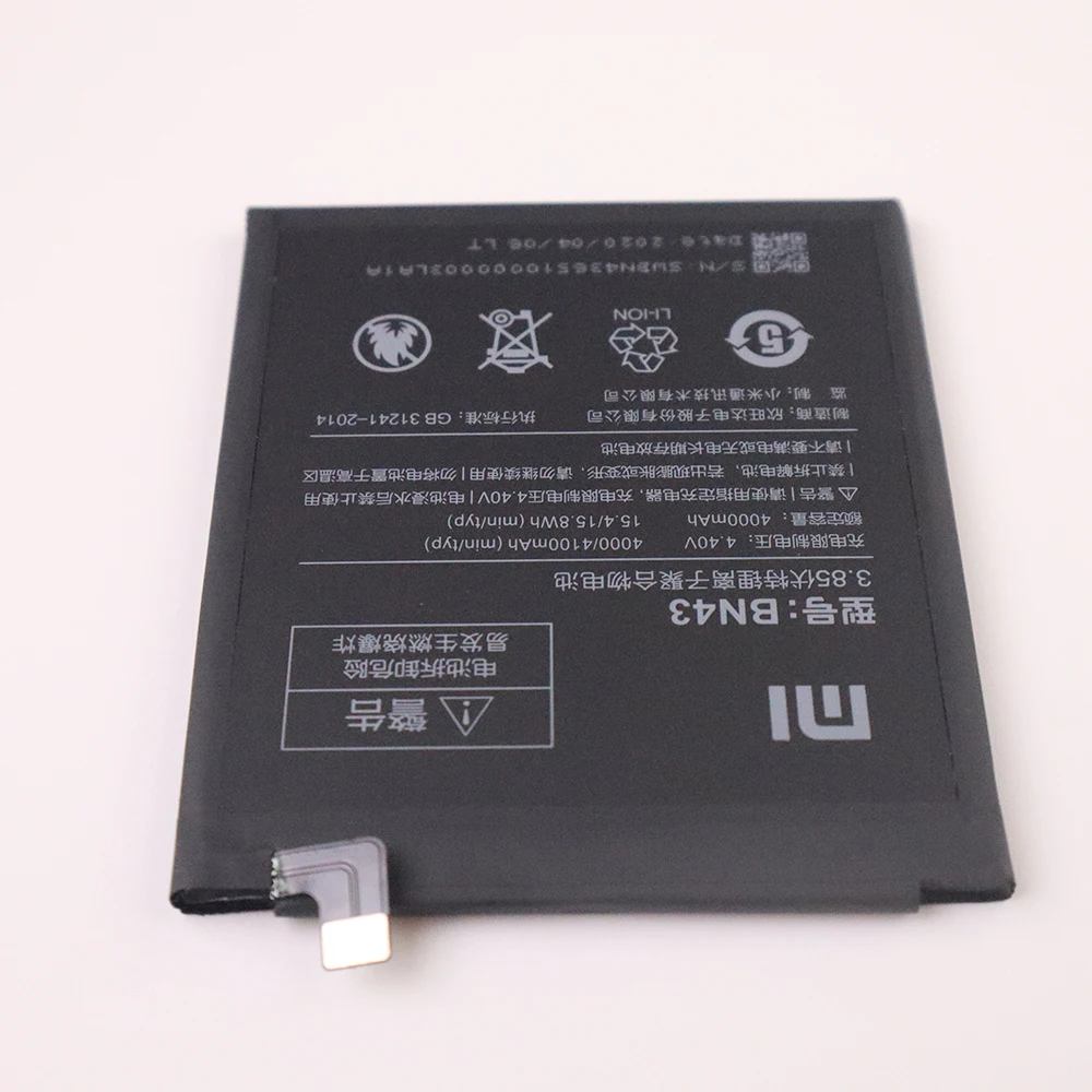 100% оригинальный сменный аккумулятор для телефона 4000 мАч BN43 Xiaomi Redmi Note 4X / 4 global