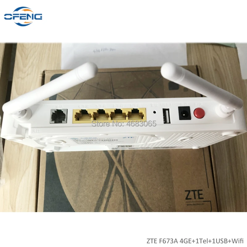 Original ZTE F673A V2 GPON ONU 4GE+1Tel+USB+Wifi Same function as F660 F623 onu gpon zte fiber optic modem
Original ZTE F673A V2 GPON ONU 4GE+1Tel+USB+Wifi Same function as F660 F623 onu gpon zte fiber optic modem