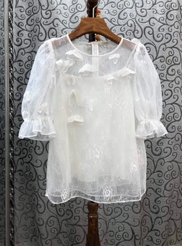 2020 Spring New Women's Wild Liner Stereo Butterfly Lace Blouse 0505 
2020 Spring New Women's Wild Liner Stereo Butterfly Lace Blouse 0505