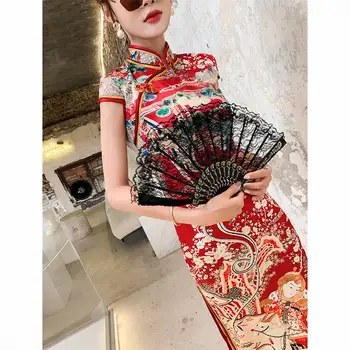 Chinese Style Dress Elegant Daily Slimming Floral Printing Short Sleeve Long Cheongsam Dress женское платье
Chinese Style Dress Elegant Daily Slimming Floral Printing Short Sleeve Long Cheongsam Dress женское платье