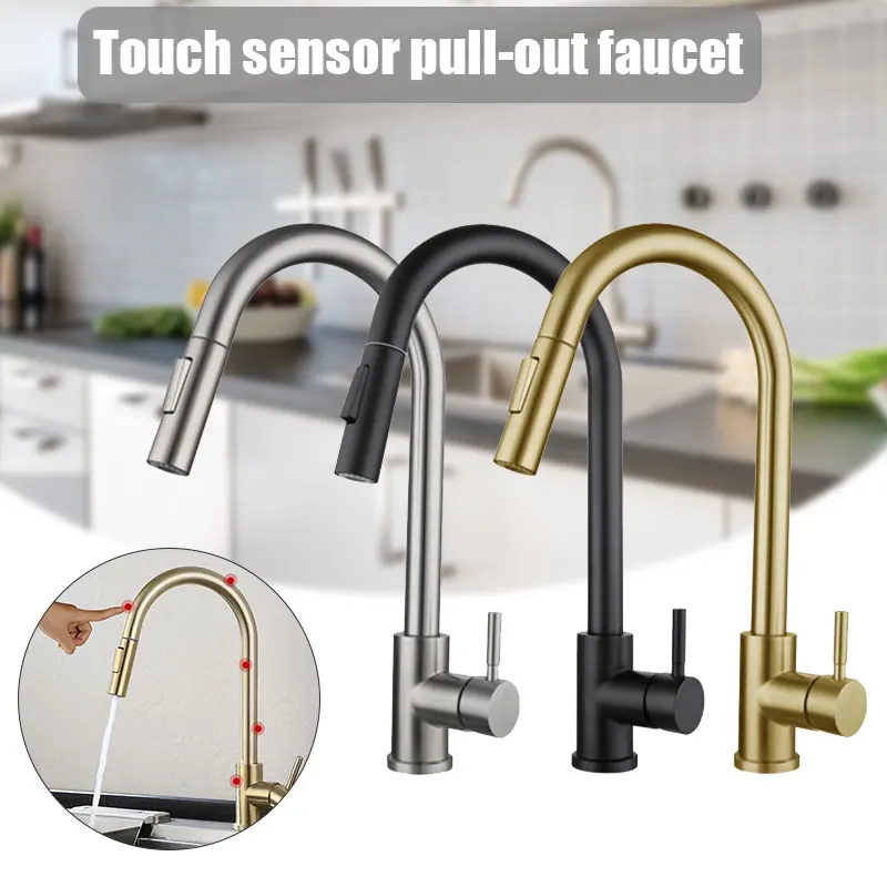 Touch Sensor Stainless Steel Kitchen Faucet with Pull Down Sprayer Smart Kitchen Sink Faucets with Pull Out Sprayer J8
Touch Sensor Stainless Steel Kitchen Faucet with Pull Down Sprayer Smart Kitchen Sink Faucets with Pull Out Sprayer J8