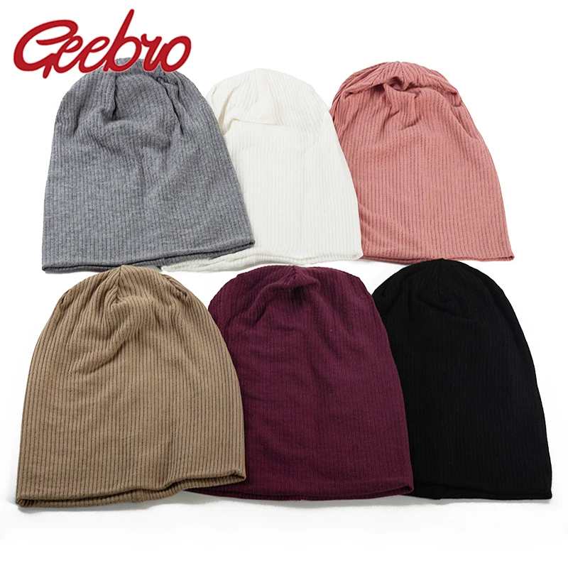 Geebro Women Soft Stretch Ribbed Casual Skullies Beanies Hat Ladies Men Baggy slouch Fashion Striped Knitted Warm Gorros Caps 
Geebro Women Soft Stretch Ribbed Casual Skullies Beanies Hat Ladies Men Baggy slouch Fashion Striped Knitted Warm Gorros Caps