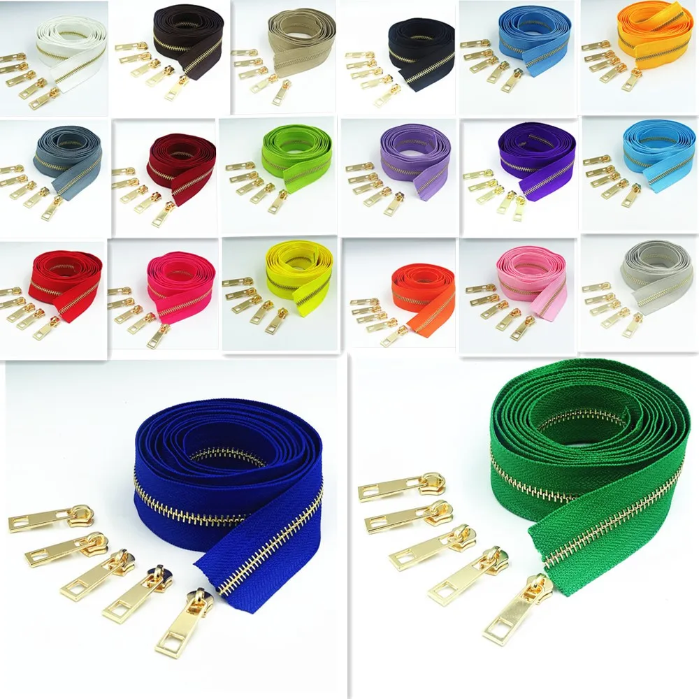 5 Meters long and 13 zipper pullers 5# brass metal zipper used for high-end handbags and purses
5 Meters long and 13 zipper pullers 5# brass metal zipper used for high-end handbags and purses