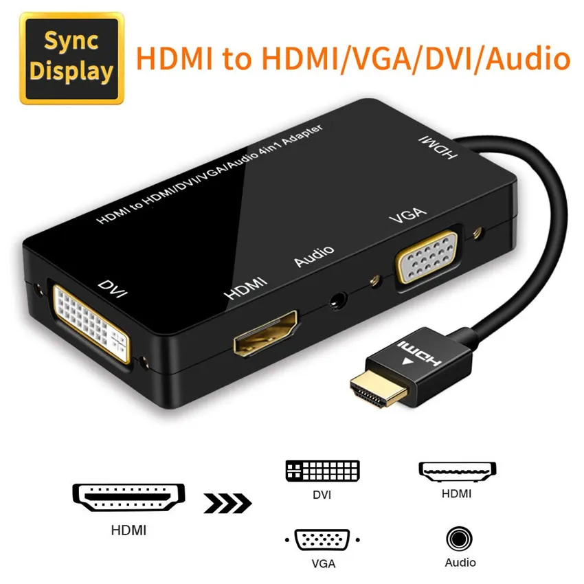 HDMI сплиттер VGA DVI 4K 60 Гц адаптер для PS4 Pro Chromebook TV с аудио разъемом 3 5 мм HDMI| |