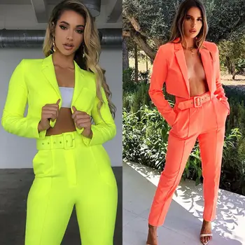Women OL Two Piece Set Spring Autumn Fashion Elegant Lady Slim Open Stitch Jacket And Pants Fluorescence Yellow Blazers Set
Women OL Two Piece Set Spring Autumn Fashion Elegant Lady Slim Open Stitch Jacket And Pants Fluorescence Yellow Blazers Set