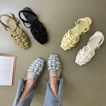 Women 2021 European and American Retro Woven Rome Sandals Summer Fashion Pu Leather Flat Casual One Word Buckle Sandals
Women 2021 European and American Retro Woven Rome Sandals Summer Fashion Pu Leather Flat Casual One Word Buckle Sandals