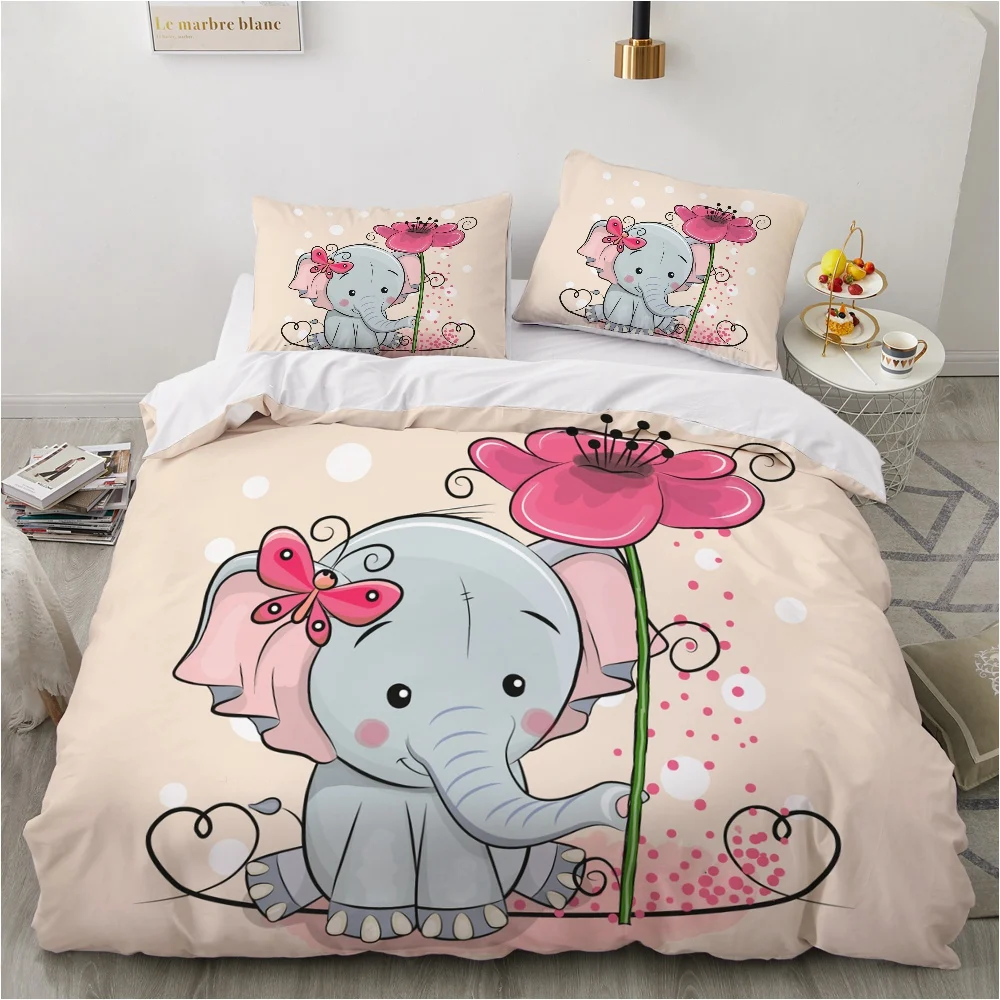 

3D Printed Bedding Sets luxury Cartoon Elephant Roclet Astronaut Single Queen Double Full King Twin Bed For Home Duvet Cover