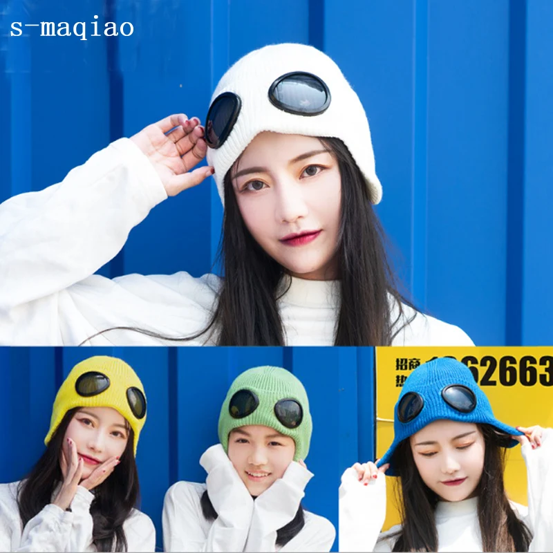 New Double-use Thickened Winter Knitted Hat Warm Beanies Skullies Ski Cap with Removable Glasses for Men Women 2019
New Double-use Thickened Winter Knitted Hat Warm Beanies Skullies Ski Cap with Removable Glasses for Men Women 2019